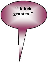 Tekstballon: ovaal: "Ik heb genoten!" 