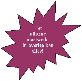 Explosie: 14 punten: Het 
ultieme maatwerk:
in overleg kan alles!